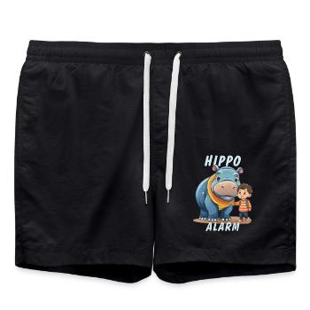 CHIDREN HIPPO ALARM - Swim Trunks - black - Front - AI Model Male 185 light (185cm)