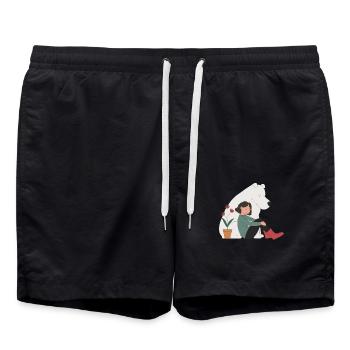 Friendship Between Man and Bear - Harmony - Swim Trunks - black - Front - AI Model Male 185 light (185cm)