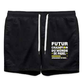 Joueur de padel amateur de padel cadeau padeliste - Short de bain - noir - Devant - AI Model Male 185 light (185cm)