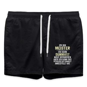 I am master, I can do stupidity - Swim Trunks - black - Front - AI Model Male 185 light (185cm)