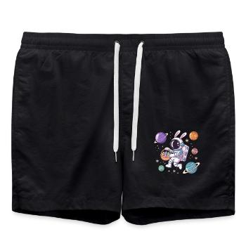 Osterhase Astronaut Im Weltraum Mit Planeten - Badeshorts - Schwarz - Vorne - AI Model Male 185 light (185cm)