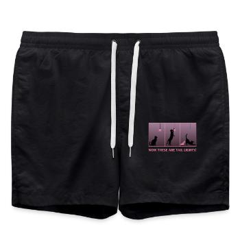 Funny Cat Eating Lightbulb Glowing Butt Tail Light - Swim Trunks - black - Front - AI Model Male 185 light (185cm)