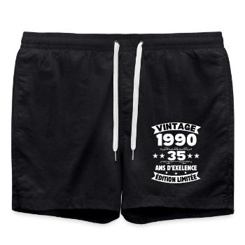 Vintage 1990 cadeau anniversaire 35 ans classique - Short de bain - noir - Devant - AI Model Male 185 light (185cm)