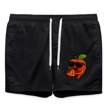 Apfel - Badeshorts - Schwarz - Vorne - AI Model Male 185 light (185cm)