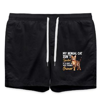 My Bengal cat didn't spoil that - Swim Trunks - black - Front - AI Model Male 185 light (185cm)