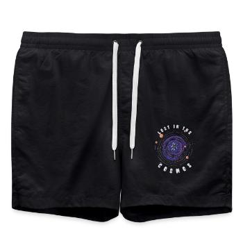 Perdu dans le cosmos - Astronaute - Espace - Short de bain - noir - Devant - AI Model Male 185 light (185cm)