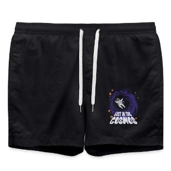 Perdu dans le cosmos - Astronaute - Espace - Short de bain - noir - Devant - AI Model Male 185 light (185cm)