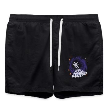 Perdu dans le cosmos - Astronaute - Espace - Short de bain - noir - Devant - AI Model Male 185 light (185cm)