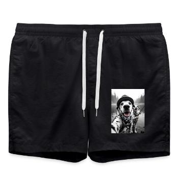 Fischerei Dalmatiner Hund Selfie - Badeshorts - Schwarz - Vorne - AI Model Male 185 light (185cm)