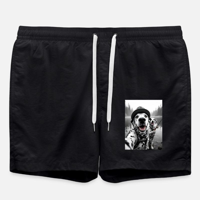 Pêche Dalmatien Chien Selfie - Short de bain - noir
