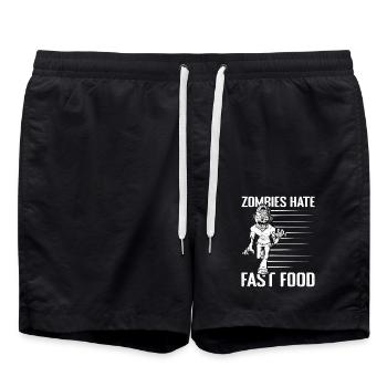 Marathon Runner Zombies Hate Fast Food Running - Swim Trunks - black - Front - AI Model Male 185 light (185cm)