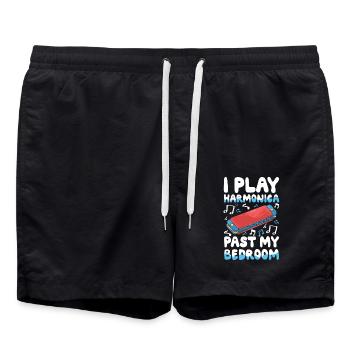 Je joue de l’harmonica au-delà de ma vie - Short de bain - noir - Devant - AI Model Male 185 light (185cm)