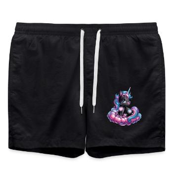 Licorne magique sur des nuages avec des motifs de cœur pour - Short de bain - noir - Devant - AI Model Male 185 light (185cm)