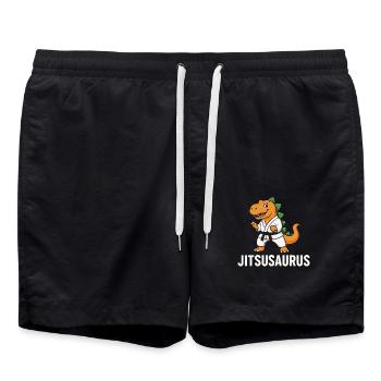 Jitsusaurus – BJJ Dino - Badeshorts - Schwarz - Vorne - AI Model Male 185 light (185cm)