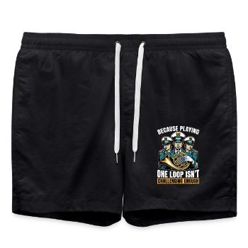 French Horn Because Playing One Loop Marching Band - Badeshorts - Schwarz - Vorne - AI Model Male 185 light (185cm)