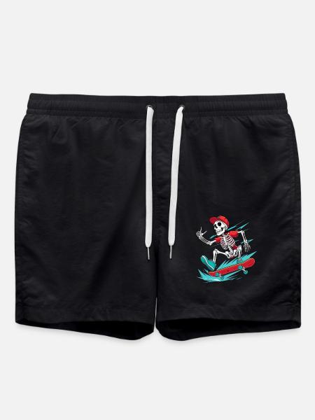 Skateboarder Skeleton, Skateboarder - Swim Trunks - black
