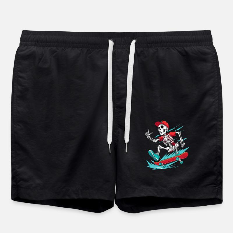 Skateboarder Skeleton, Skateboarder - Swim Trunks - black