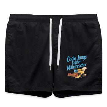 Cool guys driving combine harvester - Swim Trunks - black - Front - AI Model Male 185 light (185cm)