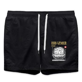 Schweizer T-Shirt: Stolz auf Käse und Kuh - Badeshorts - Schwarz - Vorne - AI Model Male 185 light (185cm)