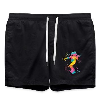 Snowboarder Snowboarding Snowboard - Badeshorts - Schwarz - Vorne - AI Model Male 185 light (185cm)