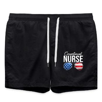 Correctional Nurse USA Sunglasses Funny Medical - Swim Trunks - black - Front - AI Model Male 185 light (185cm)