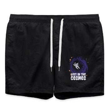 Perdu dans le cosmos - Astronaute - Espace - Short de bain - noir - Devant - AI Model Male 185 light (185cm)