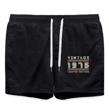 Original 1975 Vintage Vintage Birthday Retro - Swim Trunks - black - Front - AI Model Male 185 light (185cm)