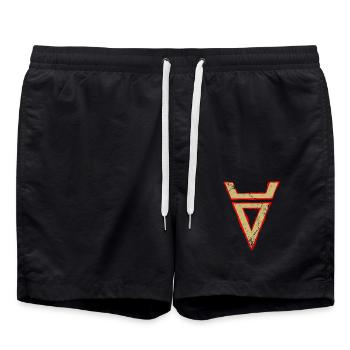 Veles T-shirt - a symbol of the Slavic god - Swim Trunks - black - Front - AI Model Male 185 light (185cm)
