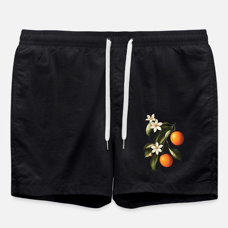 Orange - Badeshorts - Schwarz