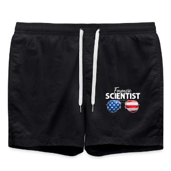 Forensic Scientist USA Sonnenbrille Lustige Forensik - Badeshorts - Schwarz - Vorne - AI Model Male 185 light (185cm)