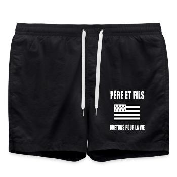 père et fils breton bretagne papa fête des pères - Short de bain - noir - Devant - AI Model Male 185 light (185cm)