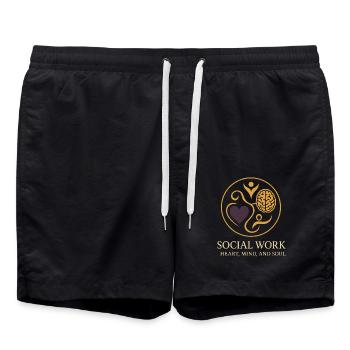 The social worker supports the psychological - Swim Trunks - black - Front - AI Model Male 185 light (185cm)