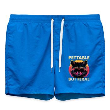 Funny Cute Wild Raccoon Meme - Swim Trunks - cobalt blue - Front
