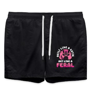 Lustige niedliche wilde Waschbär Meme - Badeshorts - Schwarz - Vorne - AI Model Male 185 light (185cm)