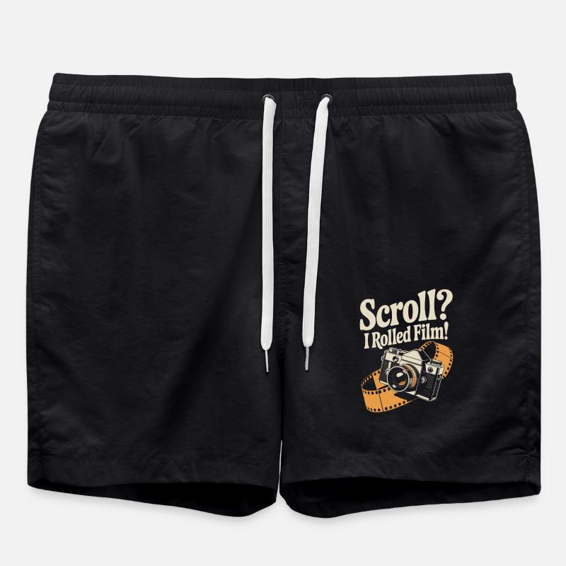 Funny Retro Camera Design - Swim Trunks - black