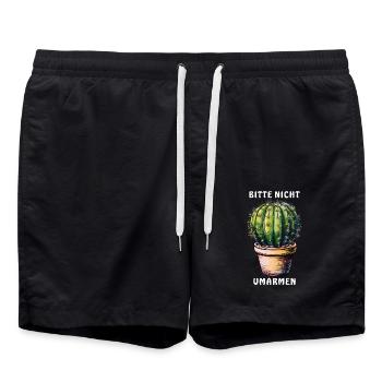PLEASE DO NOT HUG CACTUS - Swim Trunks - black - Front - AI Model Male 185 light (185cm)