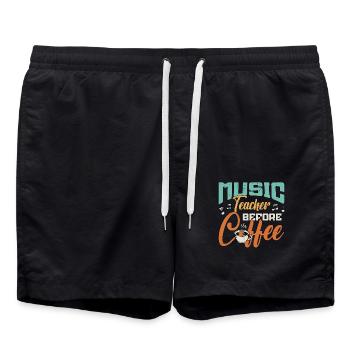 Music Teacher Before Coffee Composer Coffee Lover - Swim Trunks - black - Front - AI Model Male 185 light (185cm)