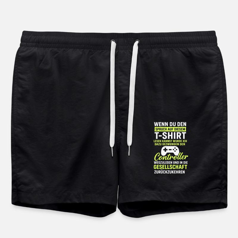 Controller Gaming Spruch - Badeshorts - Schwarz