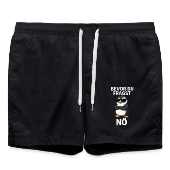 Le dicton du pingouin : Avant de demander – Non - Short de bain - noir - Devant - AI Model Male 185 light (185cm)
