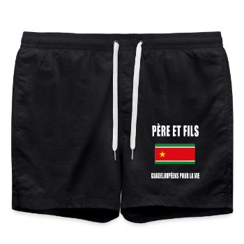 père et fils guadeloupéen guadeloupe papa - Short de bain - noir - Devant - AI Model Male 185 light (185cm)