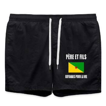 père et fils guyanais guyane papa fête des pères - Short de bain - noir - Devant - AI Model Male 185 light (185cm)