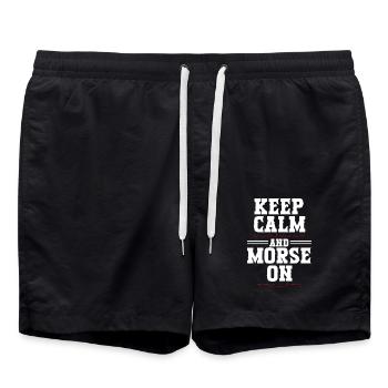 Morsecode Morse Code Keep Calm And Morse On - Badeshorts - Schwarz - Vorne - AI Model Male 185 light (185cm)
