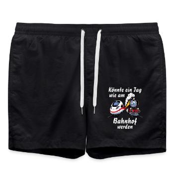 TRAIN Could be a day like at the train station - Swim Trunks - black - Front - AI Model Male 185 light (185cm)