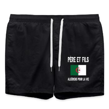 père et fils papa algérien algérie fêtes des pères - Short de bain - noir - Devant - AI Model Male 185 light (185cm)