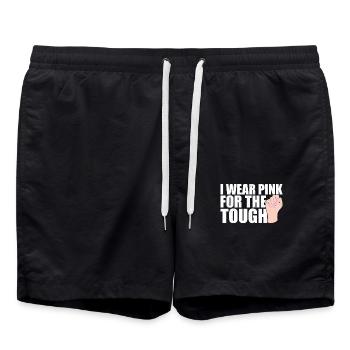 I Wear Pink For The Tough Rosa Schleife Brustkrebs - Badeshorts - Schwarz - Vorne - AI Model Male 185 light (185cm)