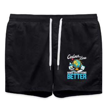 Geographic Information Systems Contur Lines - Swim Trunks - black - Front - AI Model Male 185 light (185cm)