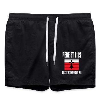 père et fils papa brestois brest fête des pères - Short de bain - noir - Devant - AI Model Male 185 light (185cm)