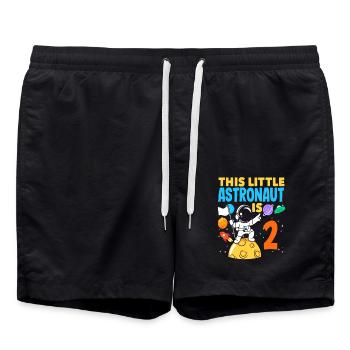 This little astronaut is 2 years old - Swim Trunks - black - Front - AI Model Male 185 light (185cm)