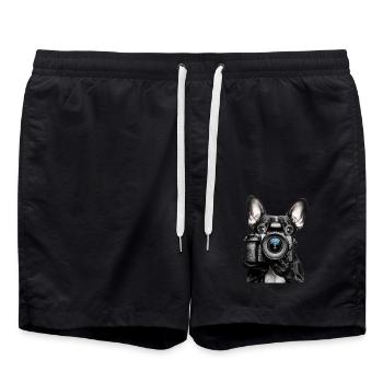 Französische Bulldogge - Badeshorts - Schwarz - Vorne - AI Model Male 185 light (185cm)