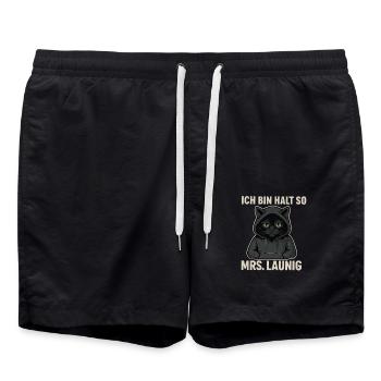 Mrs. Laune – That's just the way I am! Grumpy cats - Swim Trunks - black - Front - AI Model Male 185 light (185cm)